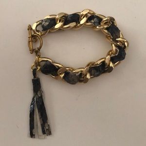 Genuine python skin on chain bracelet